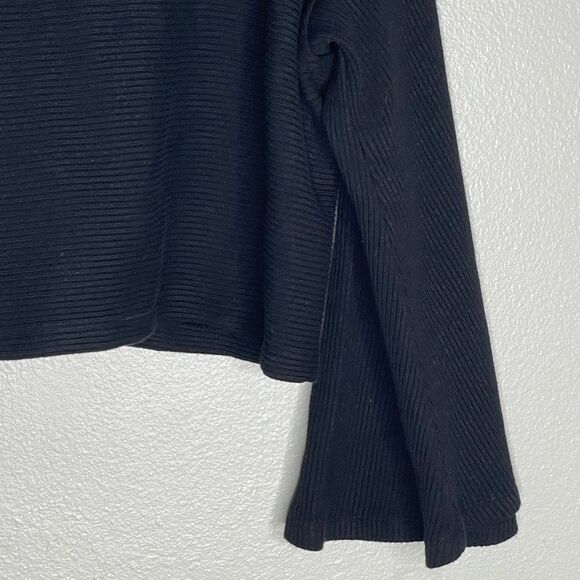 Monrow Brushed Rib Mock Neck Top Faded Black Size Large New - Picture 7 of 16